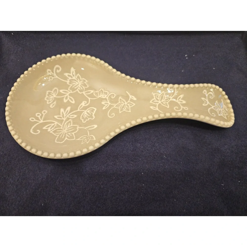 Temp-tations Butter Dish, Sugar, Creamer, Salt, Pepper Shaker Spoon Rest Taupe
